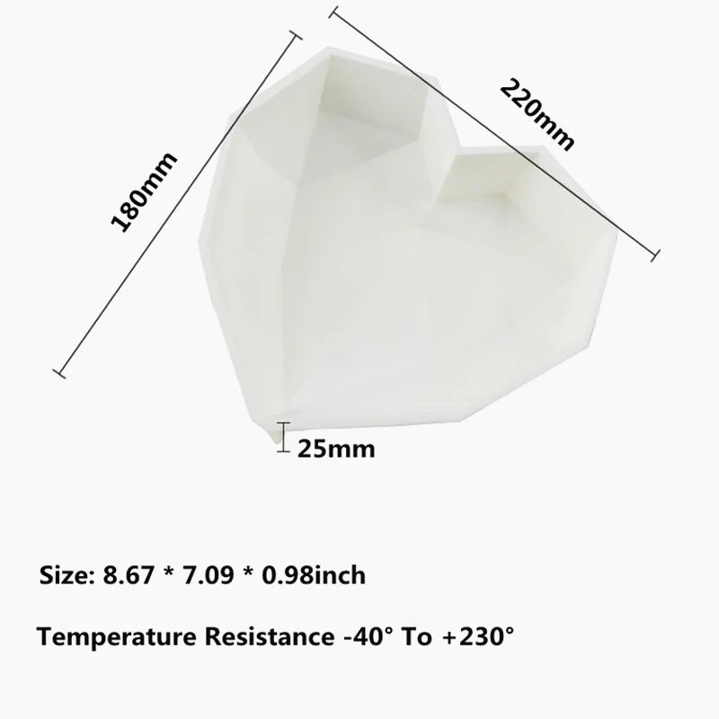 

3D Heart Shape Diamond Love Chocolate Moulds Candy Silicone Cake Mold For Wedding Baking Sponge Chiffon Mousse Dessert Molds