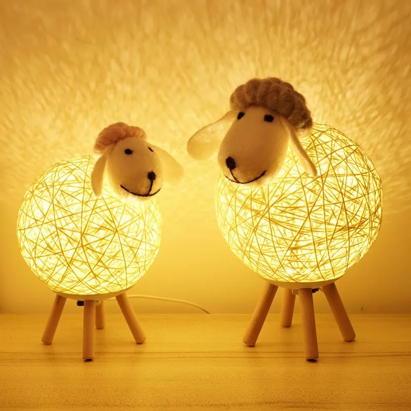 

Cute Dimming Lamb Night Light Children's Bedroom Bedside Animal Lamp Dimmable USB Table Lamps Nightlight