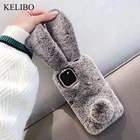 Чехол для iPhone XS Max X XR 11 Pro, чехлы с объемными кроличьими ушками, пушистый теплый чехол для iPhone 5 5S SE 6 6S 7 8 Plus, чехлы для телефонов, Обложка