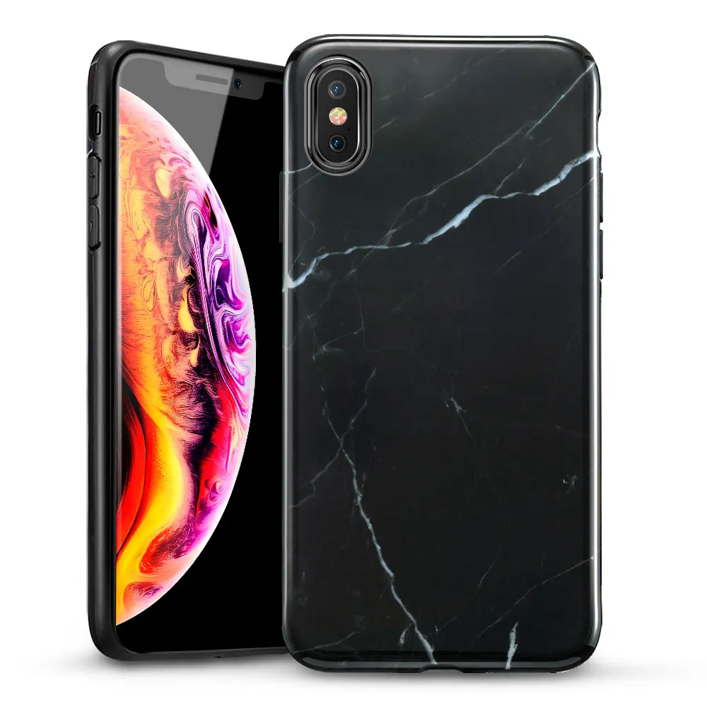 ESR чехол для iPhone X XS XR XS Max чехол тонкий мягкий, гибкий, из ТПУ чехол с мраморным рисунком для iPhone XS XR XS Max аксессуары для телефонов - Цвет: Black