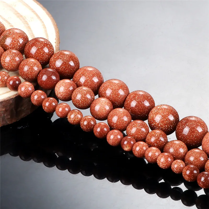 Оптовая продажа Круглые бусины 8/6/4 мм из натурального песка золотистого цвета