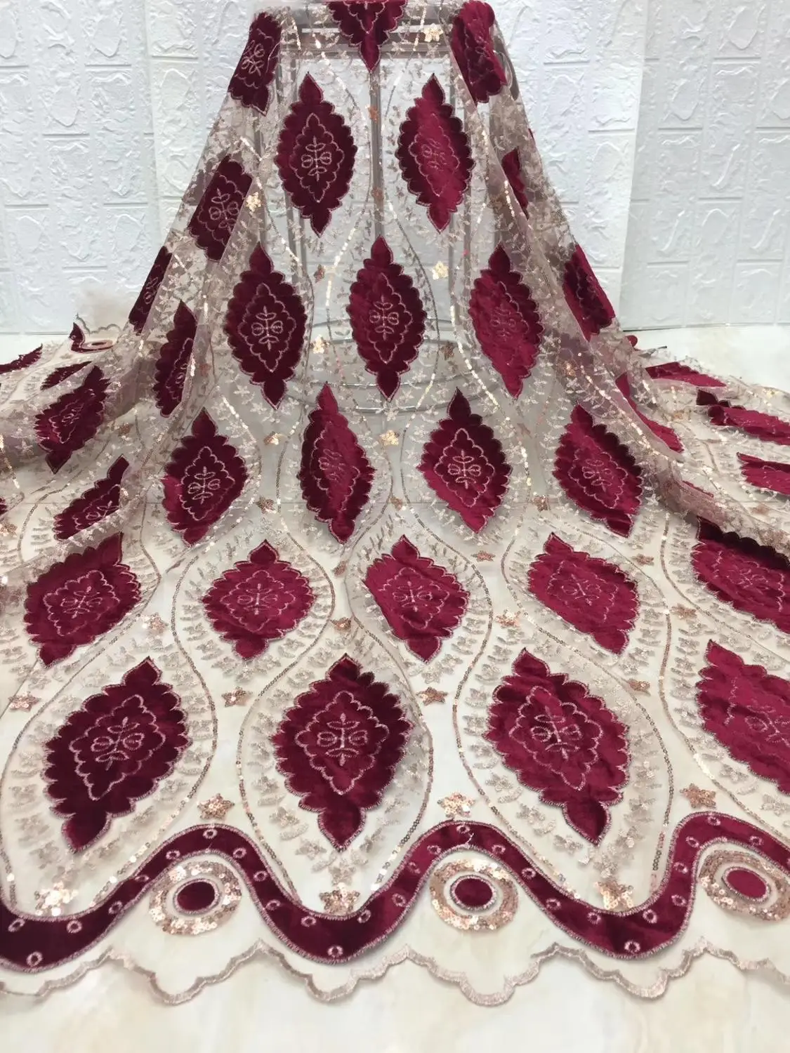 2019 новейший насыщенно голубой французское кружево с бархатной ткани высокого