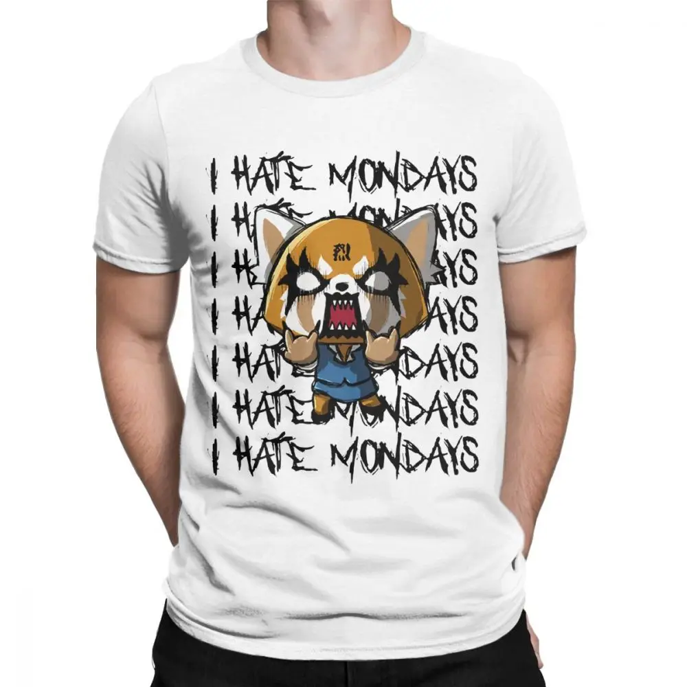 Мужская футболка Aggretsuko aggression Retsuko Camiseta I Hate Monday футболки из хлопка Одежда забавная фраза футболки с принтом - Цвет: Белый