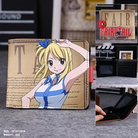 anime fairy tail lucy heartfilia short wallet men and womens button purse