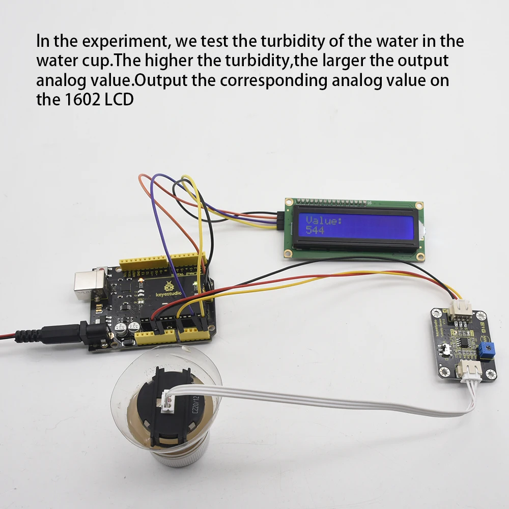 

Keyestudio Turbidity Sensor V1.0 With Wires Compatible with Arduino for Water Testing