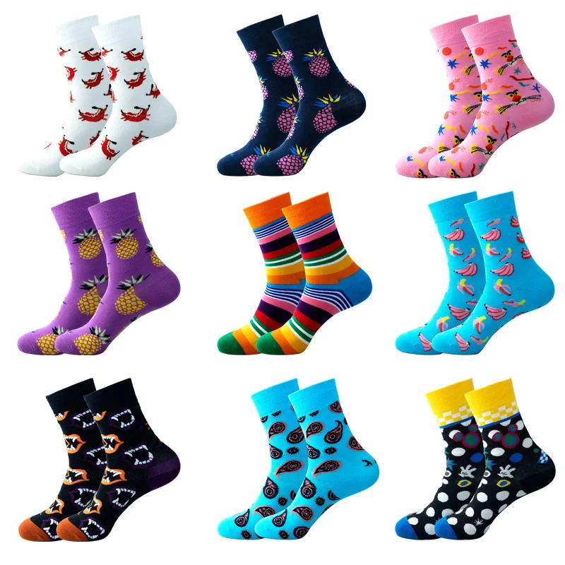 

calcetines Funny Men Socks Sports Sweat Proof Breathable Combing Cotton Sock Mens Fashion Printing Pattern Long Socks meias