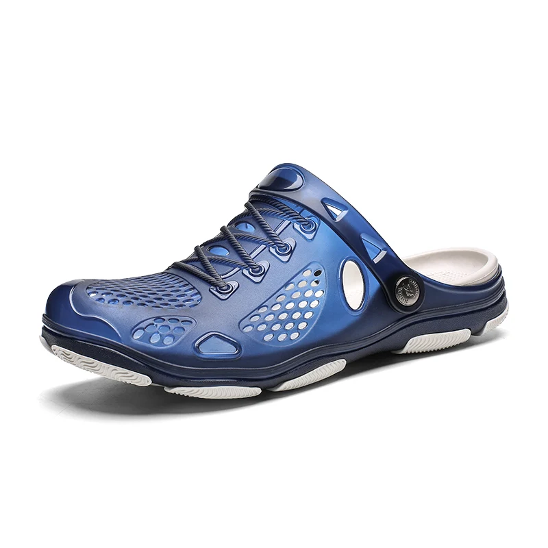 blue Crocse Crocks/мужские сандалии для бассейна; летняя Уличная обувь для пляжа; мужские садовые Сабо без застежек; Повседневная водонепроницаемая обувь для душа; Crock - Цвет: blue