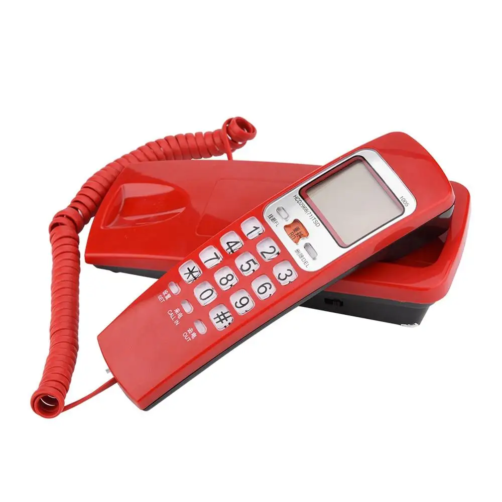 Red FSK/DTMF Определитель номера Телефон проводной телефон большая кнопка стол положить стационарный модный удлинитель для телефона домашний настенный телефон - Цвет: Red