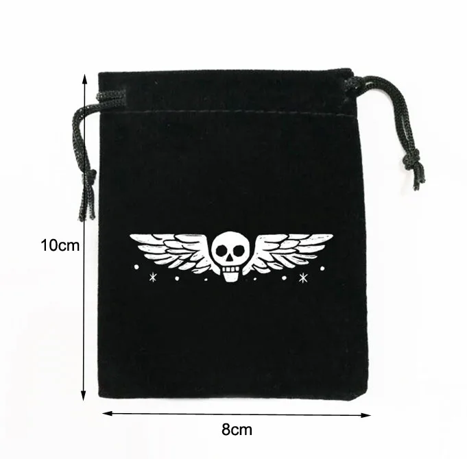 100 PCS 8x10cm Customised Logo Drawstring Pouches Black Velvet Bags Printed With White Logo