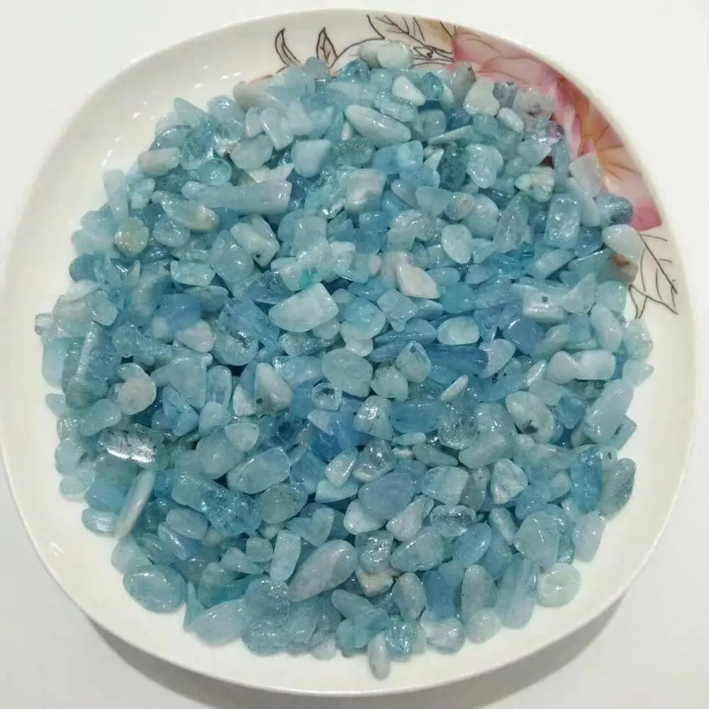 

Natural Aquamarine Crystal Gravel Tumbled stone For Decor