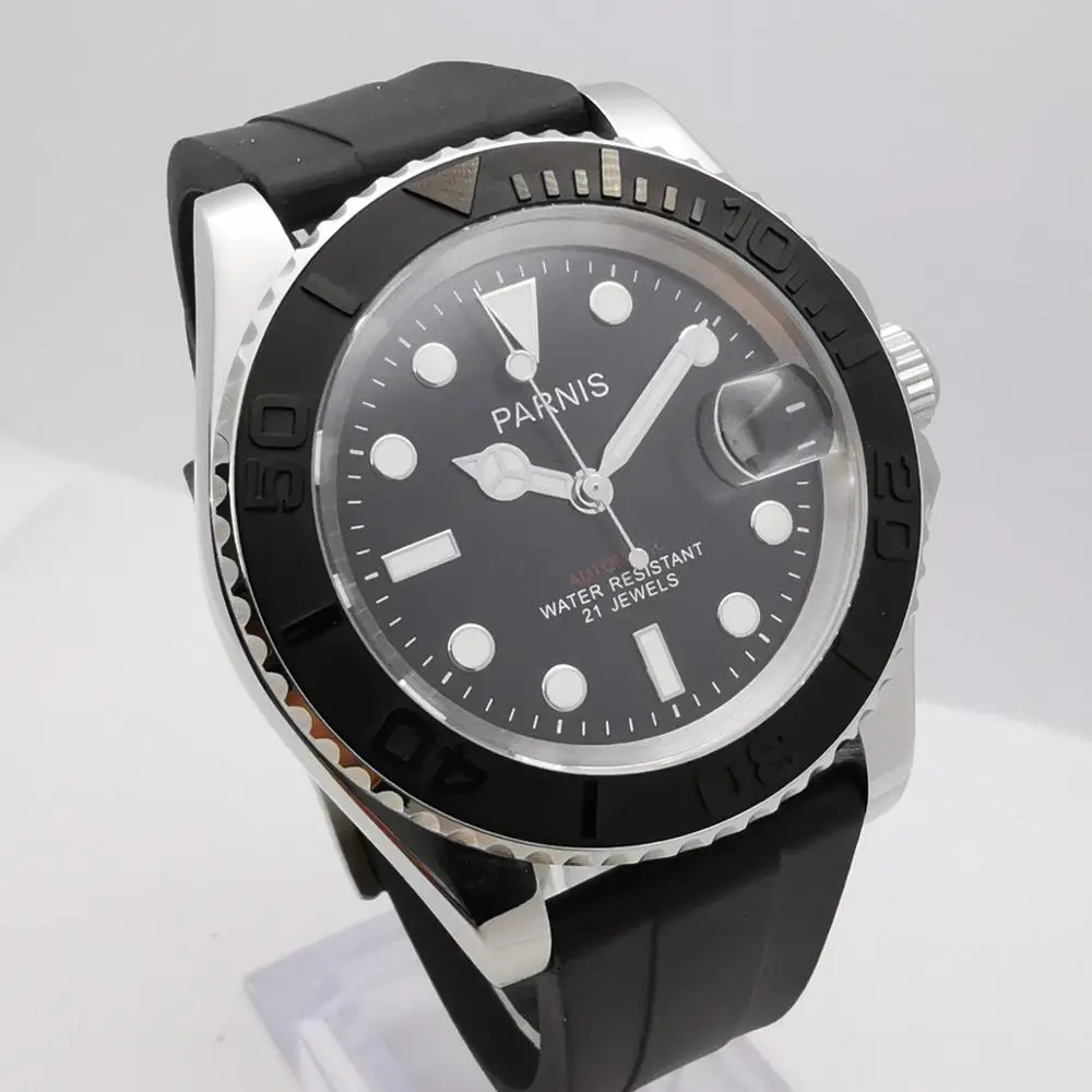 Мужские автоматические механические часы с календарем и сапфировым ремешком 41