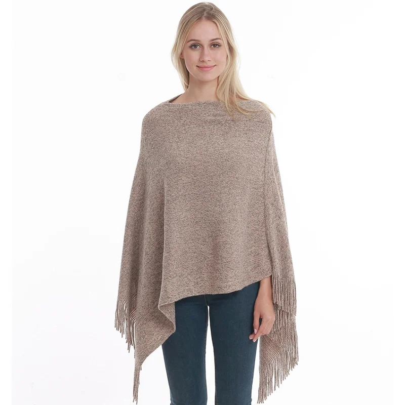 

Однотонная накидка, модный простой пуловер свободного кроя с кисточками, Женская Новинка Осень-зима 2021, Wn *