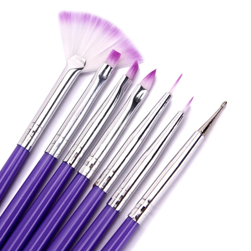 Кисть для дизайна ногтей 7 шт. плоская Веерная угловая кисть нанесения цветочного