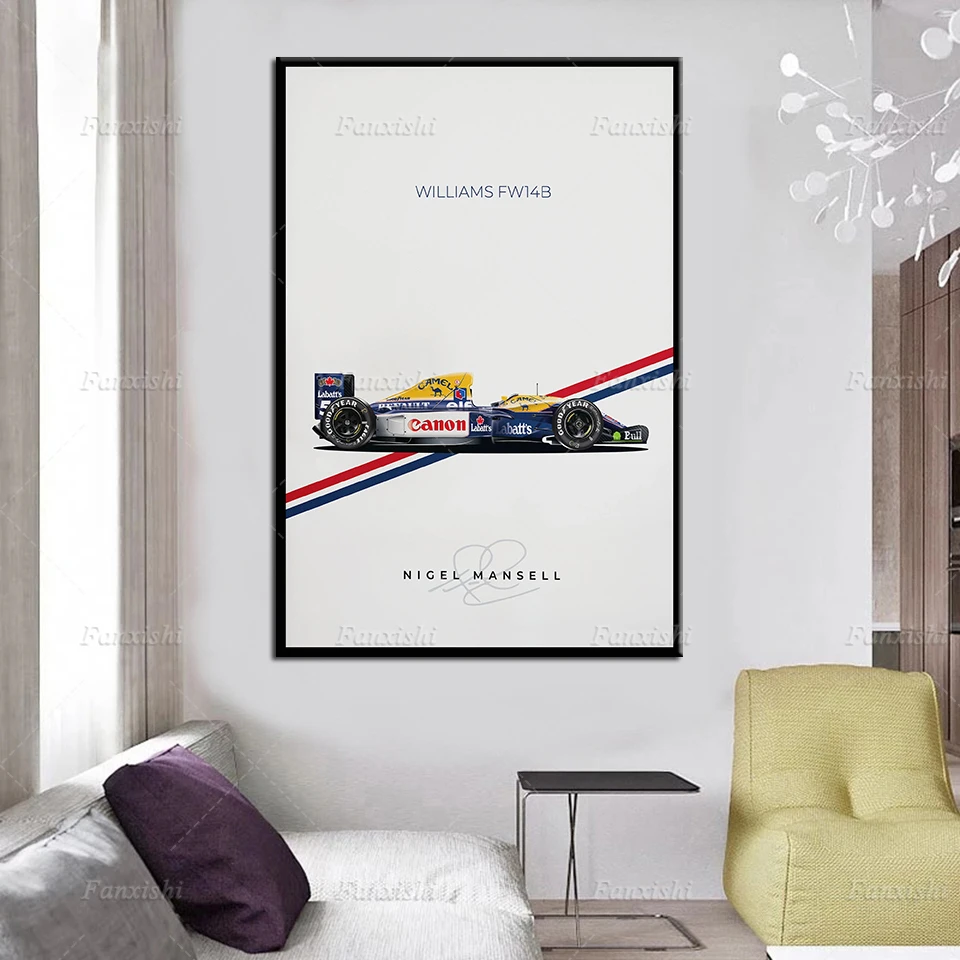 F1 автомобиль Уильямс FW14B Nigel Mansell-фотообои Искусство Холст Живопись Печать Hd