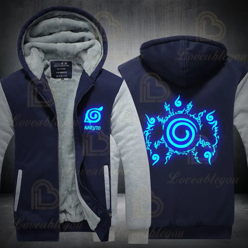 

Anime Hoodie Sweatshirts Night Lights Luminous Fashion Hooded Men 2020 Winter Japan Night Grow Hoodies Warm Jacket Coat