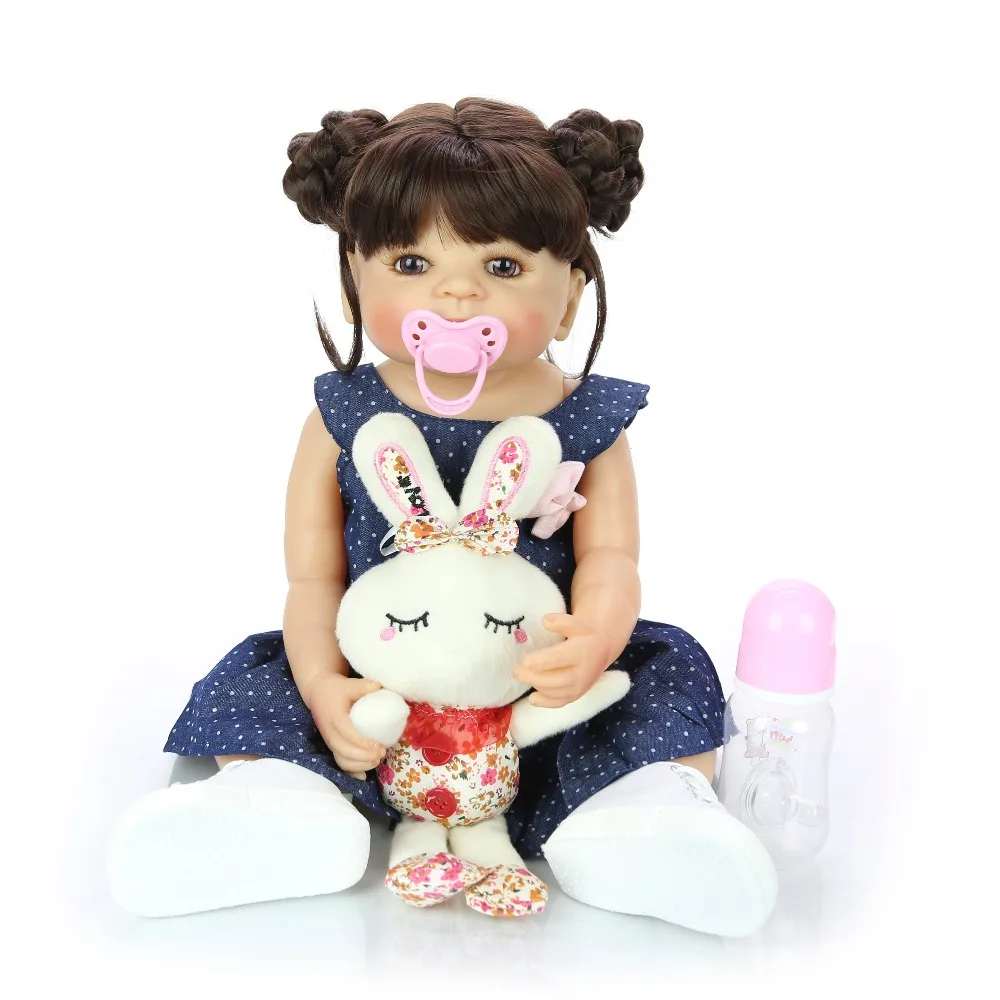 

55cm 100% Silicone Reborn Baby Doll Blue dress Can Take a Bath