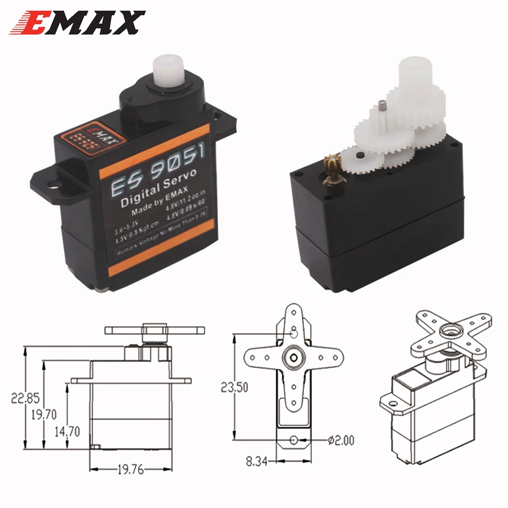 EMAX ES9051 4 8-5 3 V 3g 0 8 кг пластиковый Шестерни цифровой сервопривод Futaba JR разъем для 3D