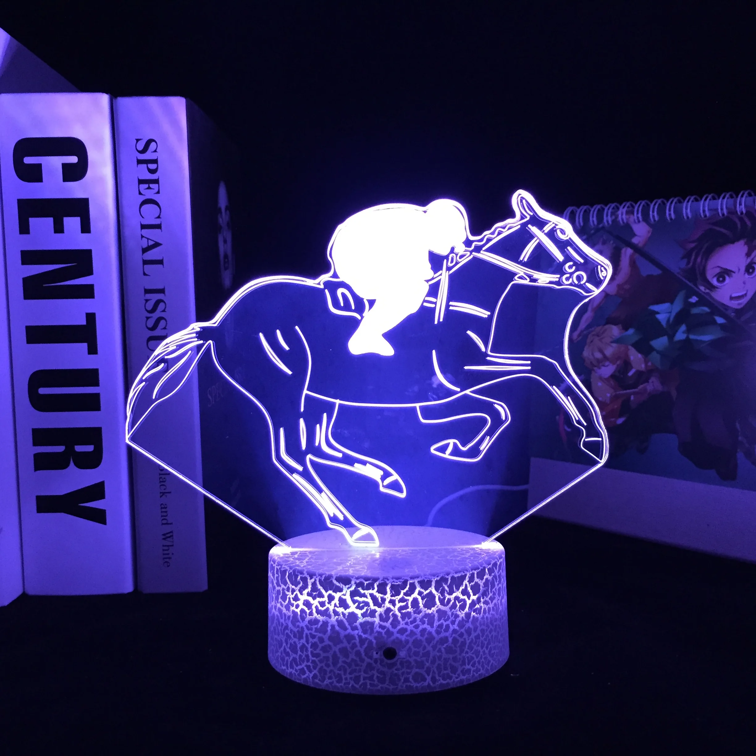 

Riding Athletes 3D LED Lamp Acrylic Light Guide Plate White Cracked Base Visual Illusion Night Light for Festival Birthday Gifts