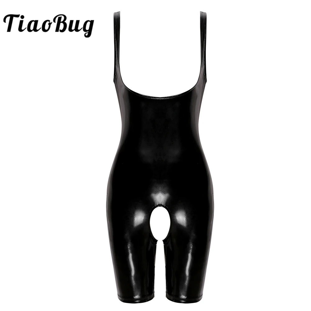 Горячее сексуальное латексное нижнее белье TiaoBug женское черное кожаное с влажным