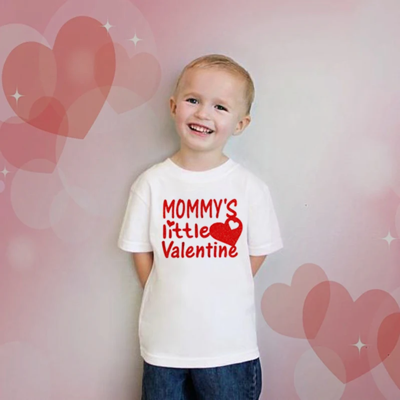 Детская футболка с надписью Mommy's Little Valentine для мальчиков Love забавная маленьких