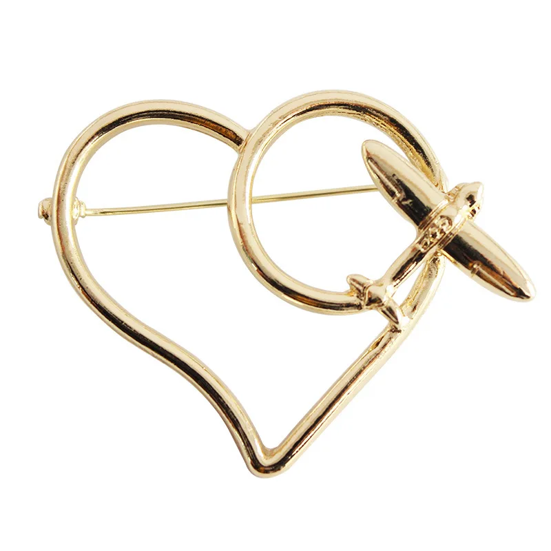 Выдолбленные с сердцем персикового цвета брошь &quotсамолет&quot дети интерес