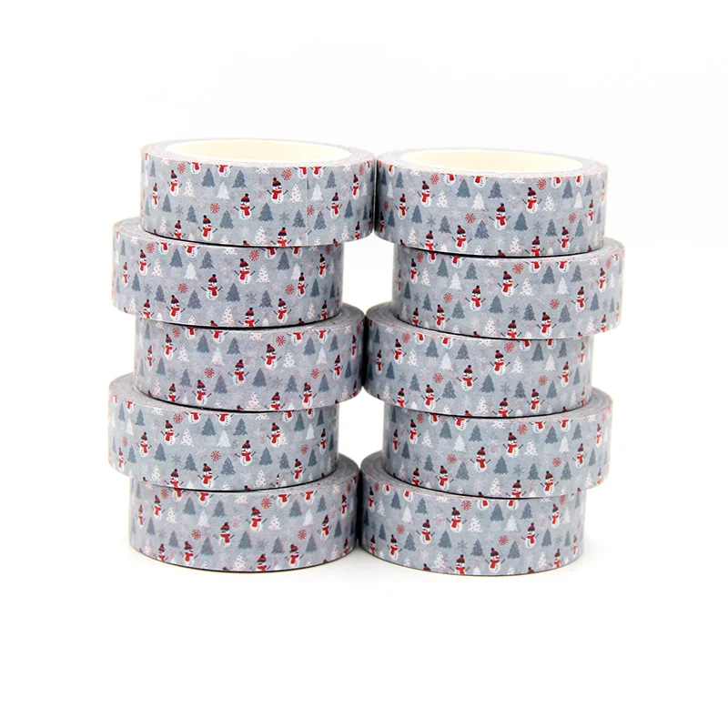 

New 10pcs/set 15MM*10M Christmas Snowman Trees Washi Tape washi stickers DIY Scrapbooking Masking Tape School Office Supply