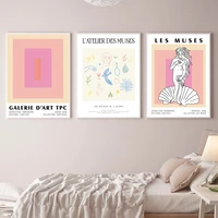 color block matisse abstract artwork canvas painting les muses greek statue art prints greek goddess mid century modern posters