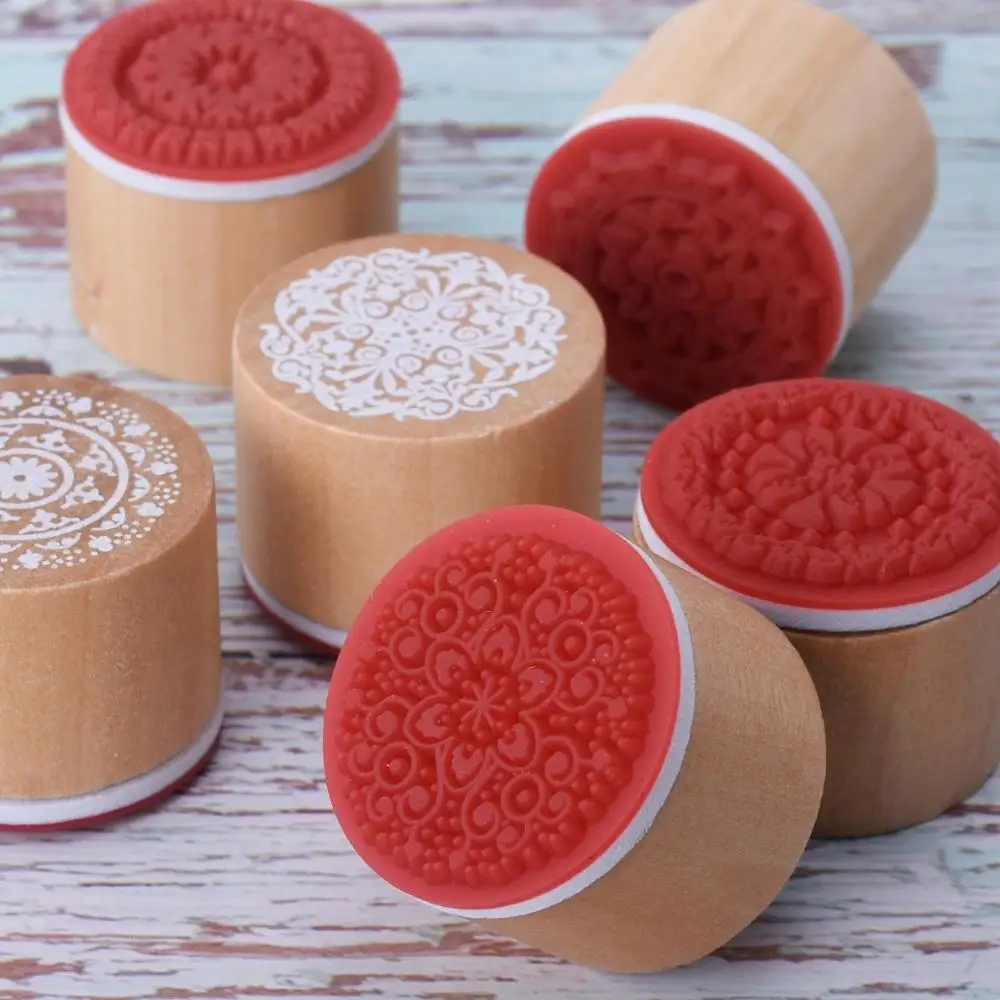 6 шт. деревянные штампы Мандала винтажные кружевные резиновые круглые свадебные