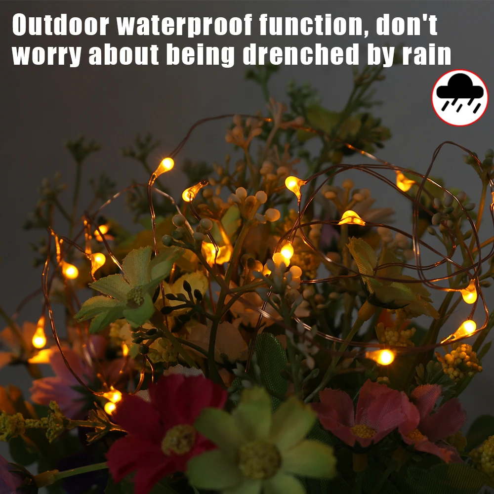 

2M Led Copper String Battery Powered Waterproof Copper Wire Fairy String Lights Lamp Decoration For Holiday Wedding Party