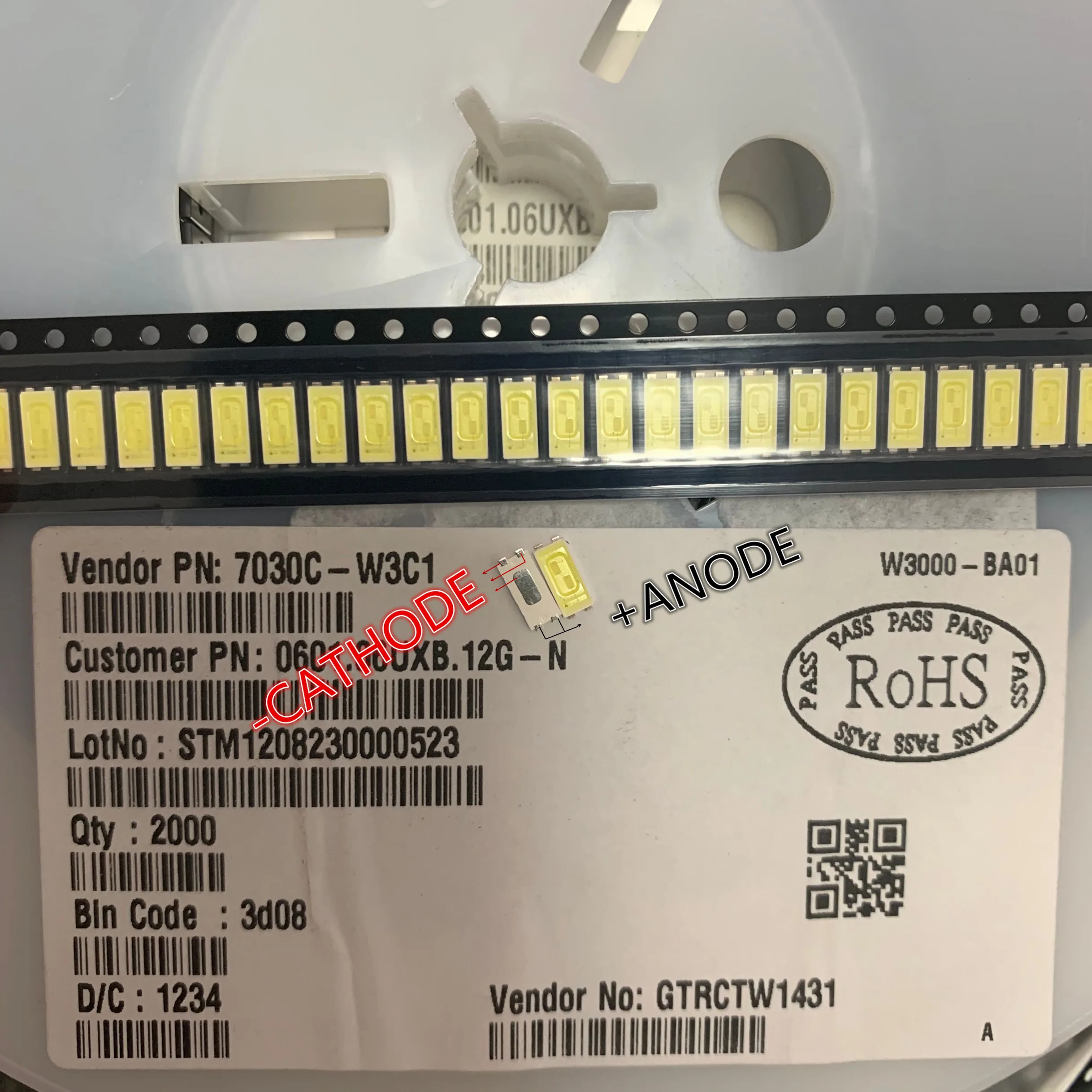 1000 шт. АОТ светодиодный Подсветка высокое Мощность 1 Вт 6В 7030 холодный белый