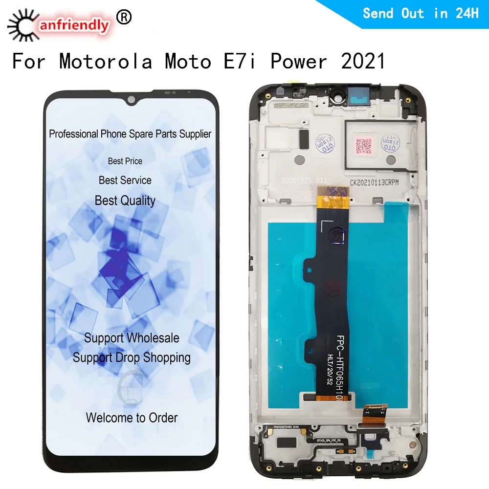 Pantalla LCD IPS de 6,51 "para Motorola Moto E7i Power 2021, digitalizador de pantalla t&aacute;ctil con montaje de marco, XT2097-13-0