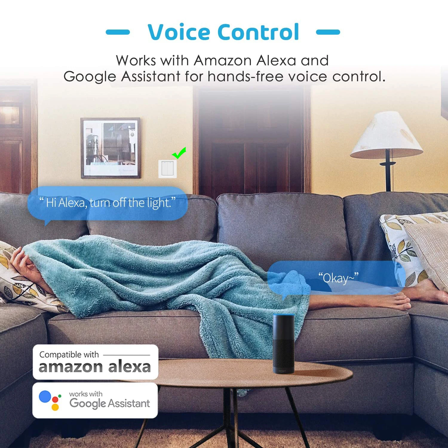 Выключатель Smart Life Tuya/ZigBee настенный выключатсветильник голосовым управлением