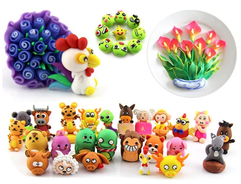 24 шт DIY Fimo Полимерная глина набор для выпечки для литья в ручную, головоломка для моделирования, детская ручная печать, Слим, глина, игрушки для детей