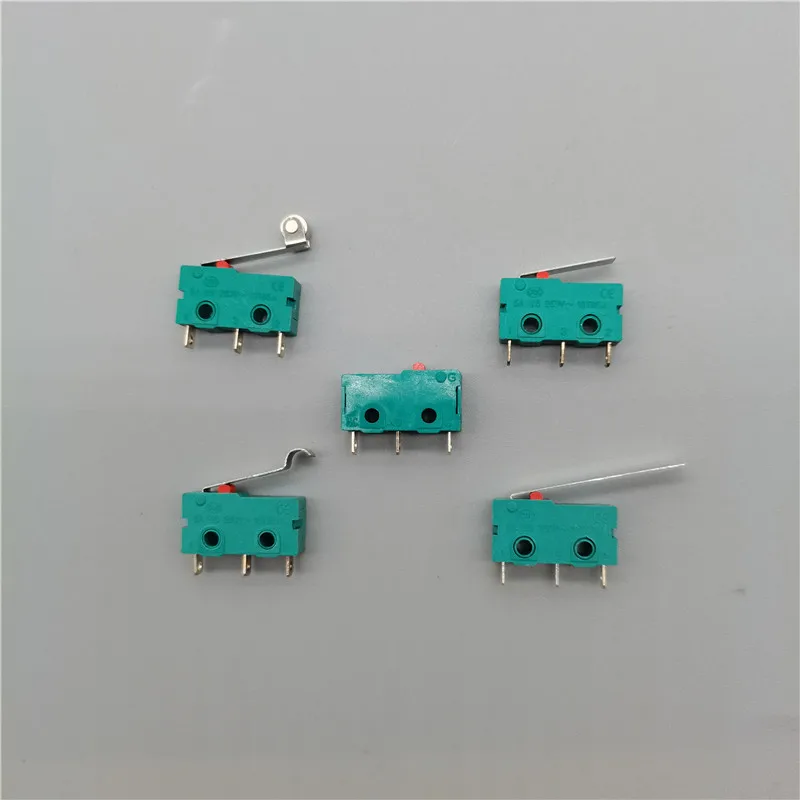 

5Pcs Mini Micro Switch Roller ARC Lever SPDT Snap Action 5A/250V NC-NO-C with Pulley 3 Pins Stroke Limit Switch Silver Alloy