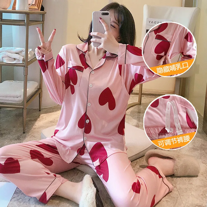 

Pajamas Women's Loose Maternity Maternity Service Pajamas Spring And Autumn Maternity Nursing Clothing Home Suit