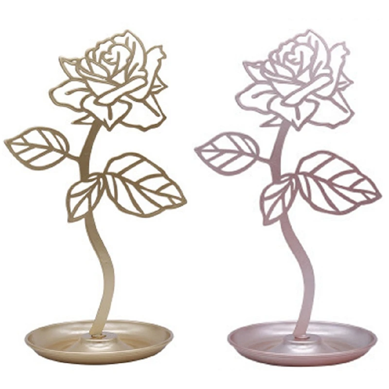 

2 Pcs Home Craft Decoration Earrings Necklace Storage Rack Jewelry Display Stand Jewelry Storage, Rose Gold & Gold
