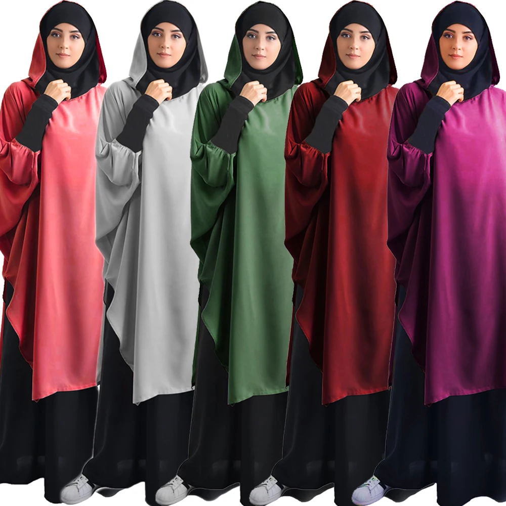

One Piece Prayer Khimar Jilbab Garment Dress Muslim Women Hooded Abaya Hijab Overhead Burqa Arab Clothes Ramadan Worship Service