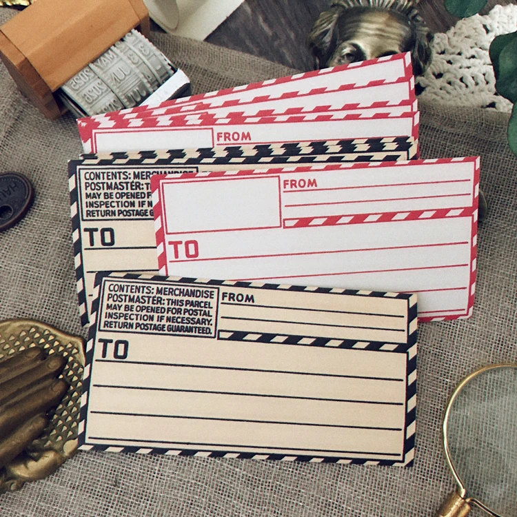 Стикеры для записей в винтажном стиле 10 цветов красная и черная полоска