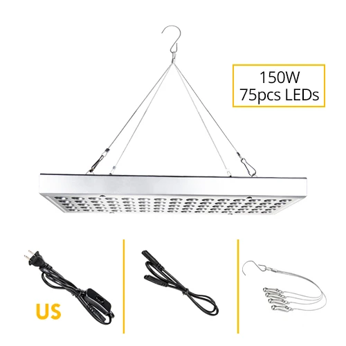 150W 75LEDs US Plug Серия подключения панели полного спектра светодиодный свет для выращивания 300 Вт 150 Вт Фито лампа с переключателем для выращивания палатки коробка 2 режима растительного света - Испускаемый цвет: 150W 75LEDs US Plug