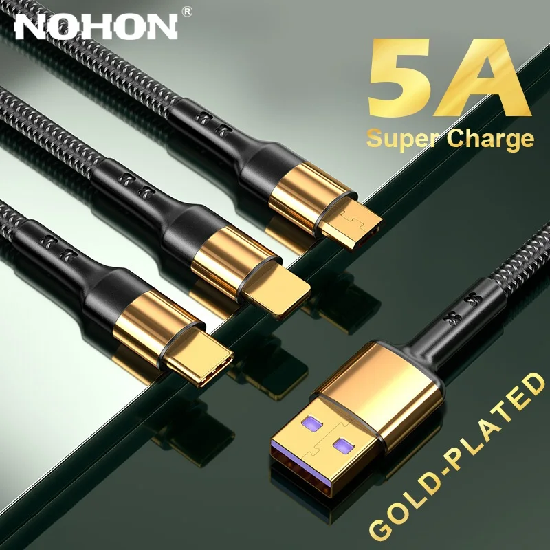 

NOHON Super Charge 3 in 1 USB Cable Type C Cable For Huawei Mate40 Xiaomi Mi 11 10 For iPhone 12 Pro Max 3in1 2in1 Fast Charger