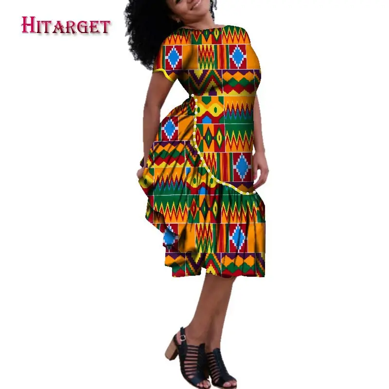 Hitarget 2020 африканские платья для женщин Осенние Bazin Dashiki Вощеные с принтом