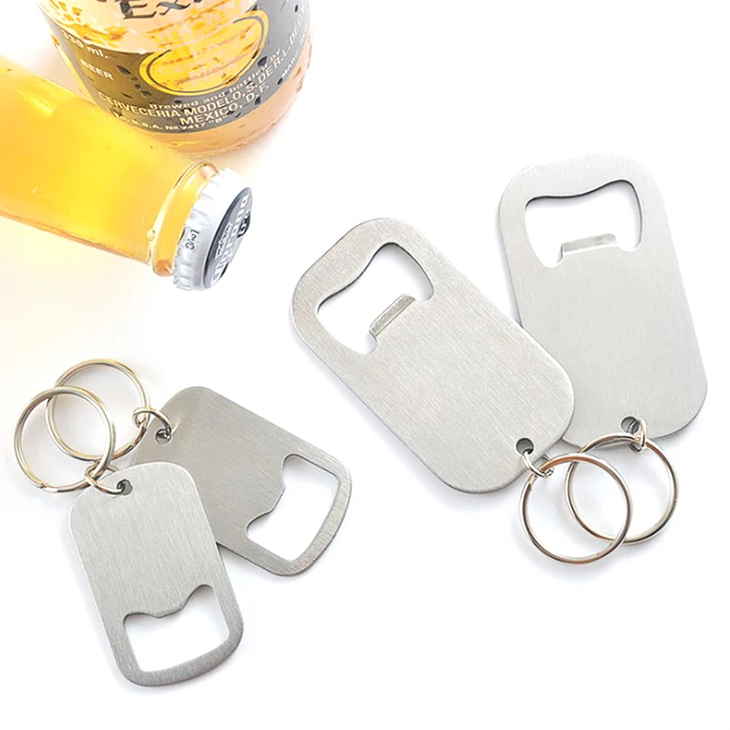 

1/2pcs/pack Silver S/L Home Hotel Beer Stainless Steel Keychains Cap Remover Bottle Opener Multi Purpose Kitchen Tools