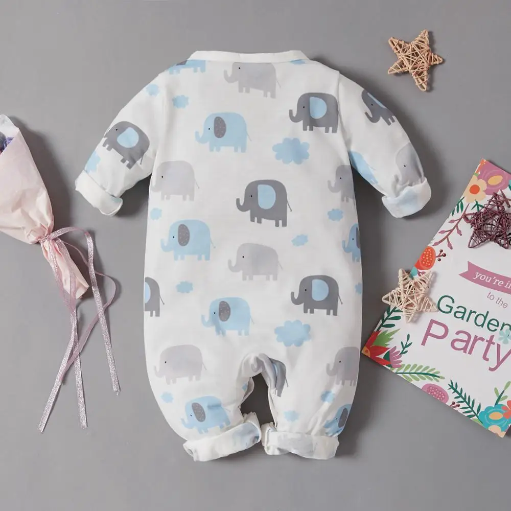 PatPat/хлопковый комбинезон с длинными рукавами и Рисунком Слона для маленьких