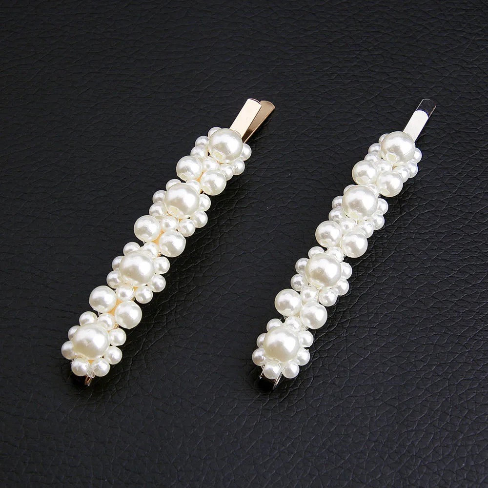 2Pcs 1 Oshioner женские жемчужные заколки для волос корейский стиль для взрослых принцесса элегантные шпильки аксессуары для волос из сплава для женщин - Цвет: 2Pcs 1