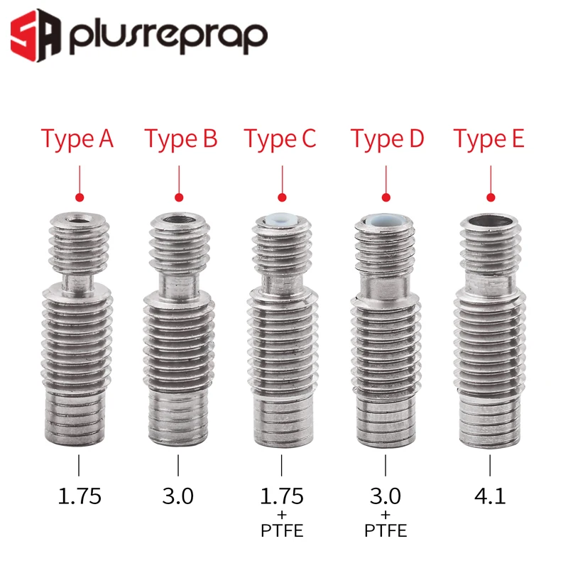 V6 Throat Heat Break Hotend J-head M7*M6*22mm Bowden Teflon tube for 1.75 mm 3 mm Filament Bore 4.1mm 3D Printer Stainless Steel