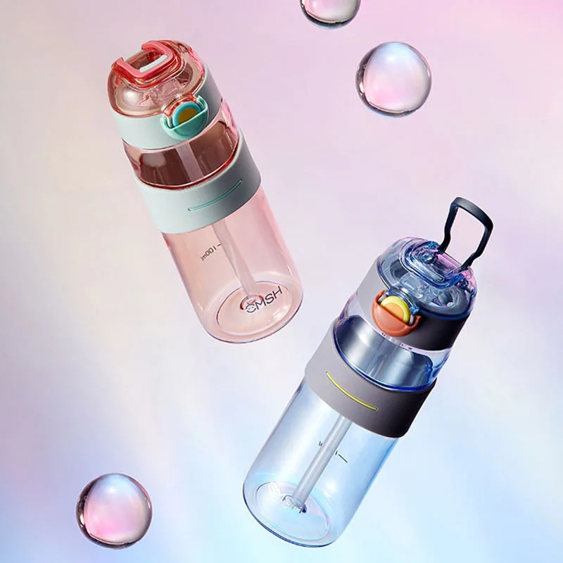 Спортивная бутылка для воды с соломинкой Пластиковый шейкер из тритана без BPA