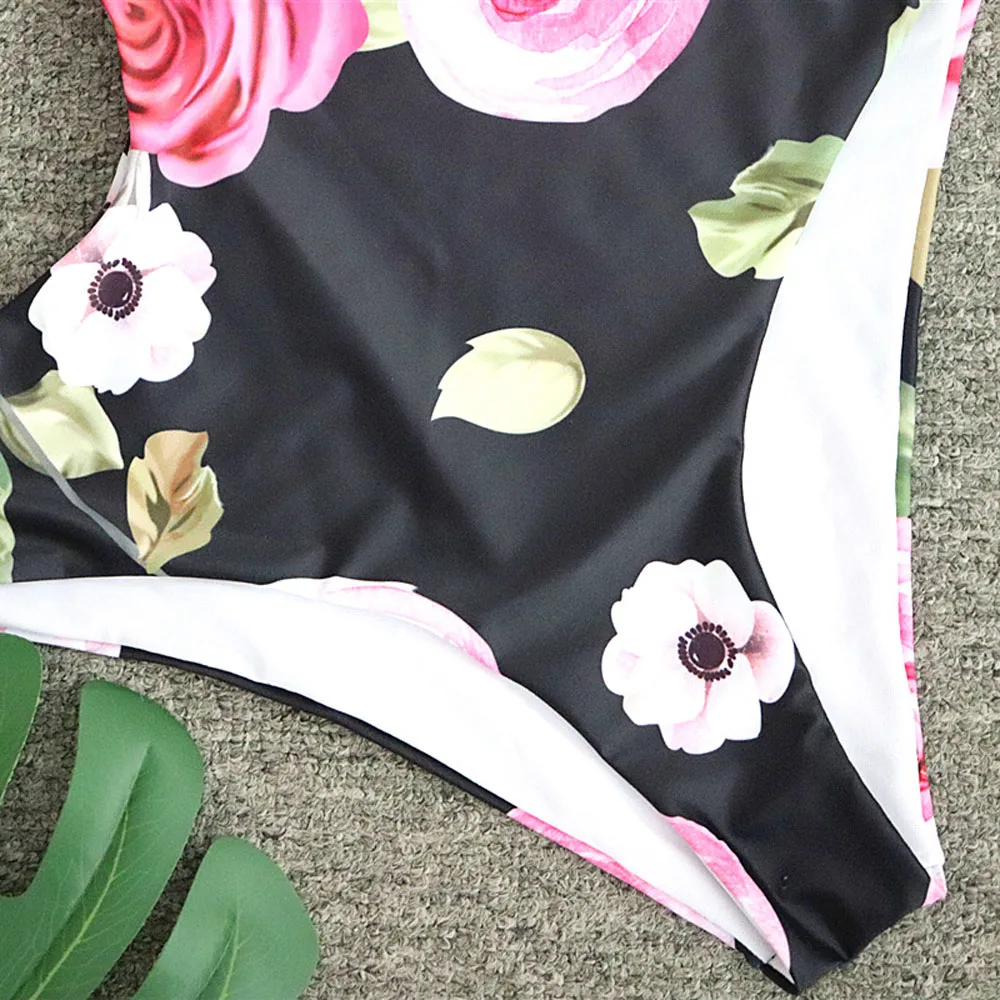 Sexy One Piece Swimsuit Women Swimwear Hollow Out Monokini Print Bodysuit Ruffle Sex Back Bathing Suit Female Summer | Спорт и