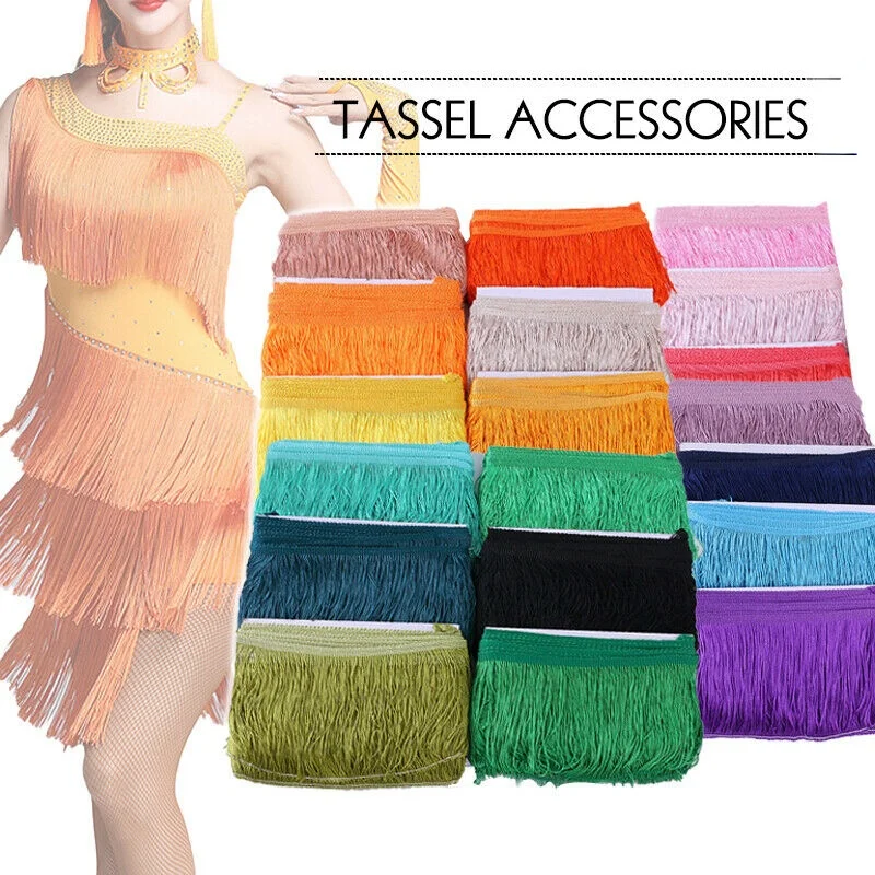 

10yards Width 15cm Polyester Lace Tassel Fringe Trim Decoration for Latin Dress Stage Clothes Lamp Shade