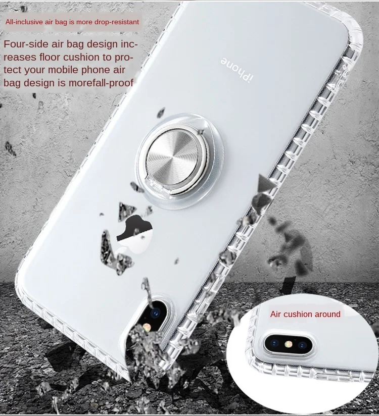 

The new 360 ring with on-board magnetic suction four border throwing transparent bracket phone case