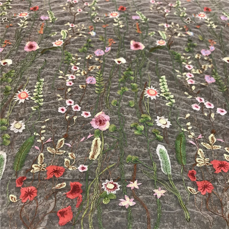 Черное цветочное вышитое Сетчатое Свадебное кружево для свадебной вуали ткань